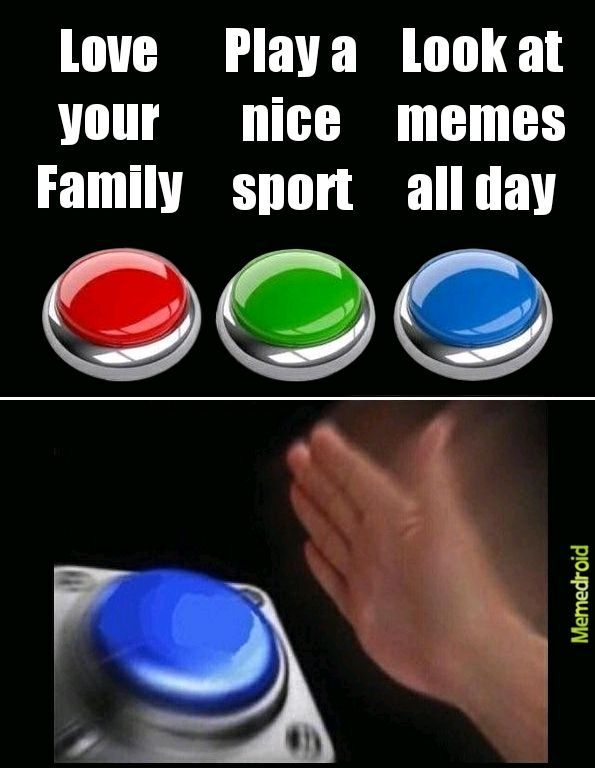 Blue button - meme