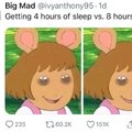 Getting 4 hours of sleep vs 8 hours