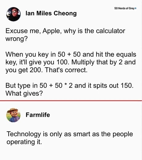 Apple calculator caught lacking basic math - meme