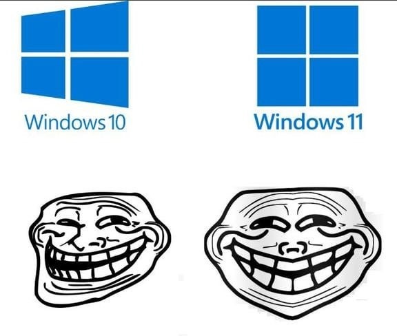 Windows 11 si fuera el trollface - meme