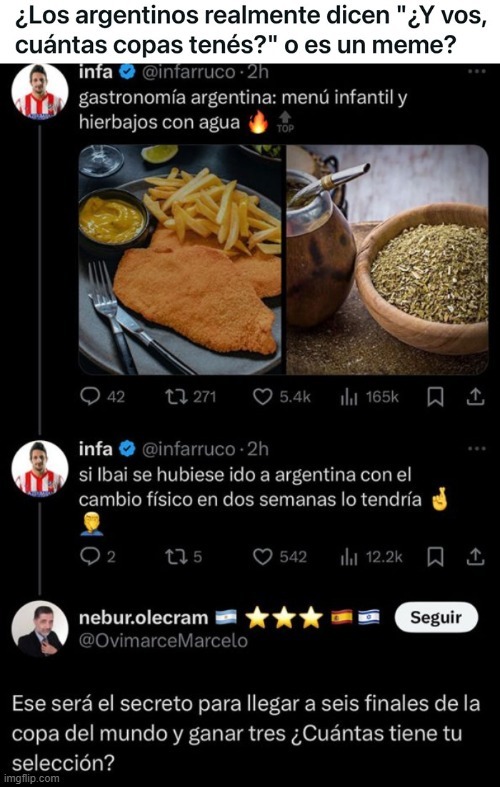 Los argentinos realmente dicen ¿Y vos, cuántas copas tenés? - meme