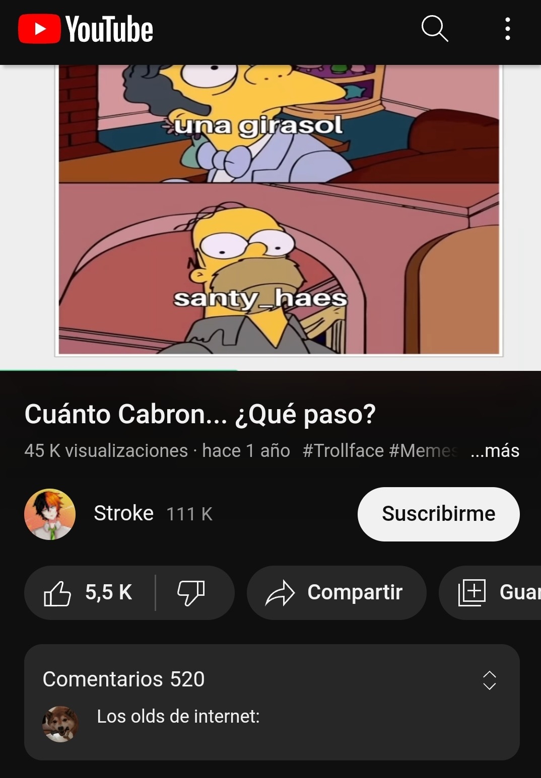 Santy haes en cuanto muerton en youtube :soyjaka: - meme