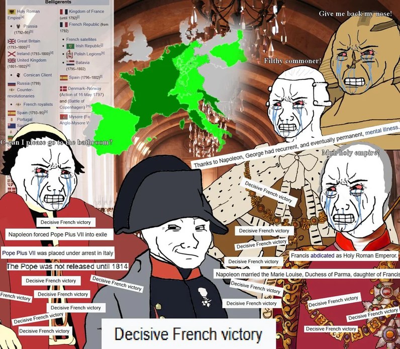 "Russia Winter: Please allow me to introduce myself.  Wellington: Your powers are weak, old man." - meme