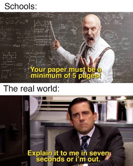 Schools vs the real world - meme
