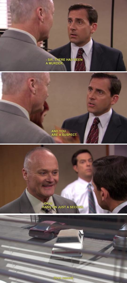 Creed left the stove on that's why he had to go in such a hurry. - meme
