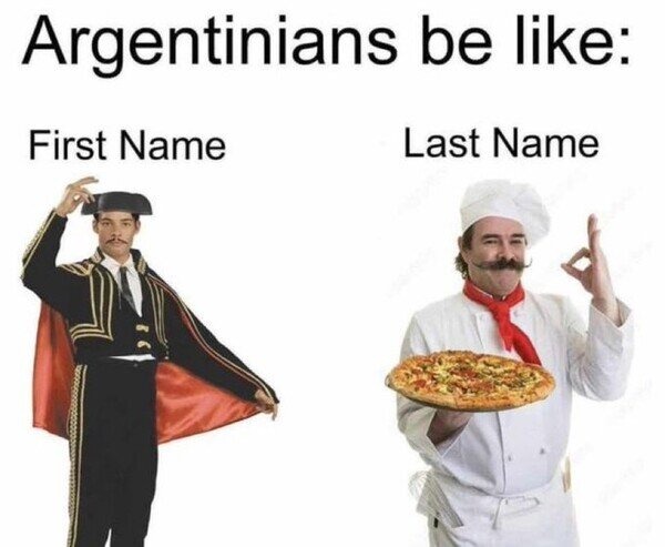 Argentinos formando su nombre - meme