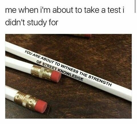 Thankfully, i don't have to worry about tests for another year and a half - meme