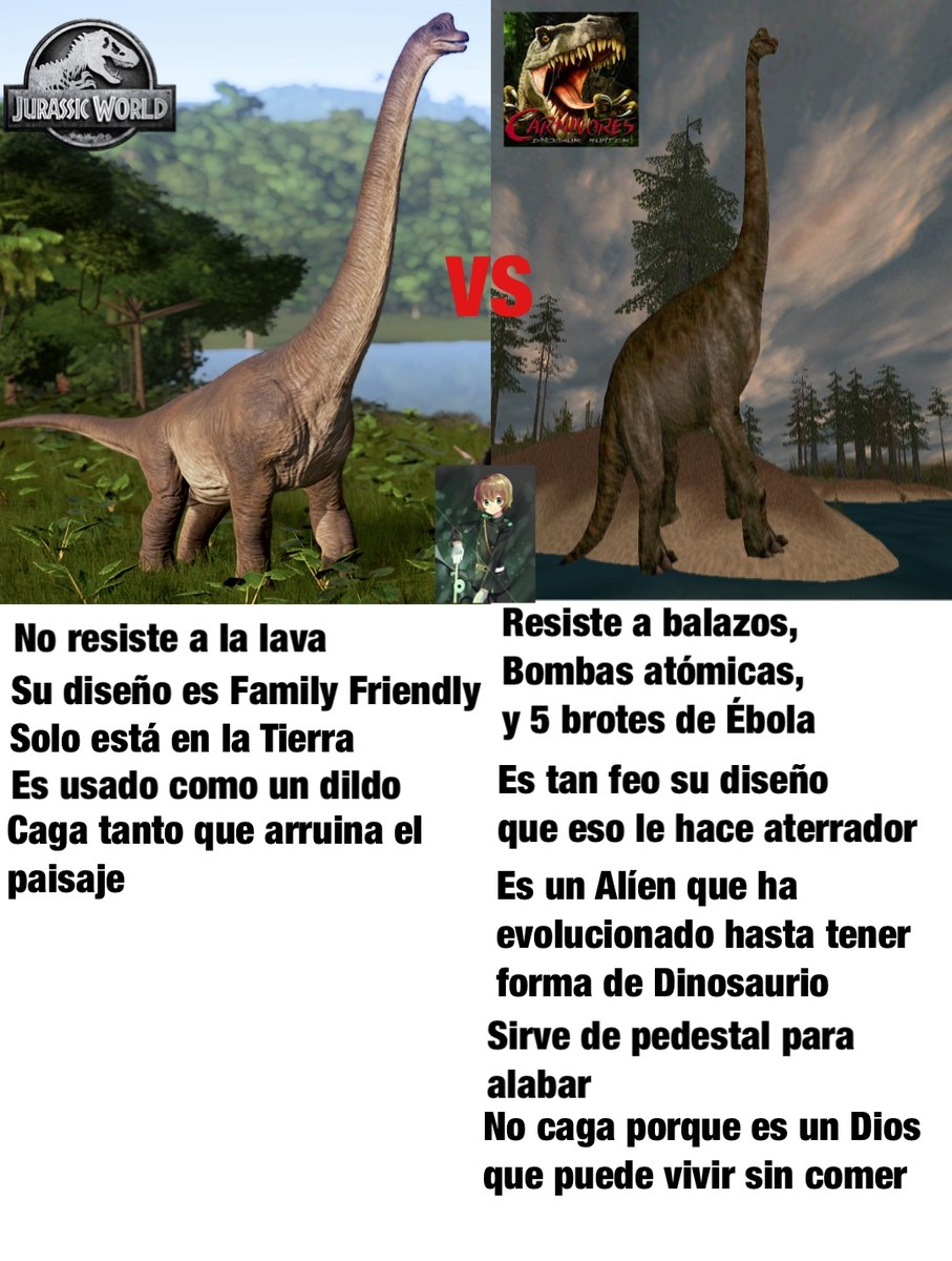 Brachiosaurus Jurassic Park VS Brachiosaurus Carnivores - meme