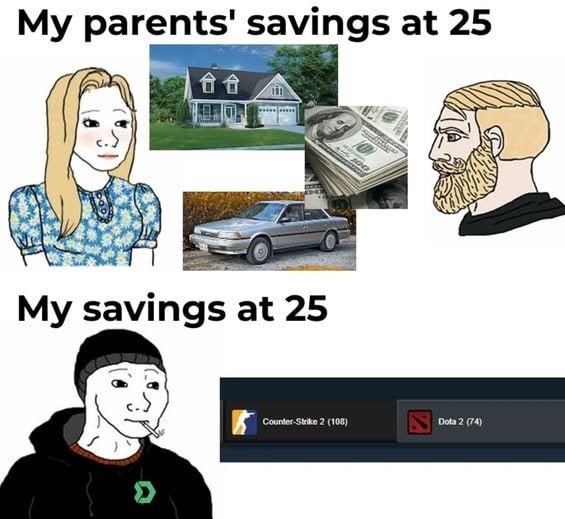 mis ahorros a los 25 son skins del Dota - meme
