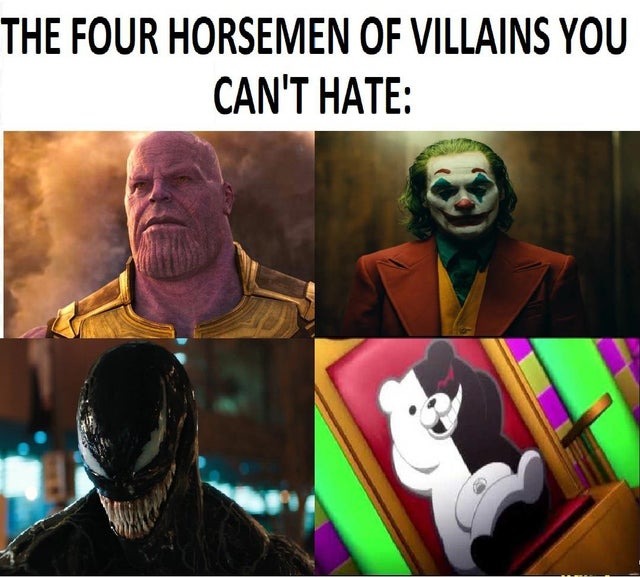 4 villains that you can't hate - meme