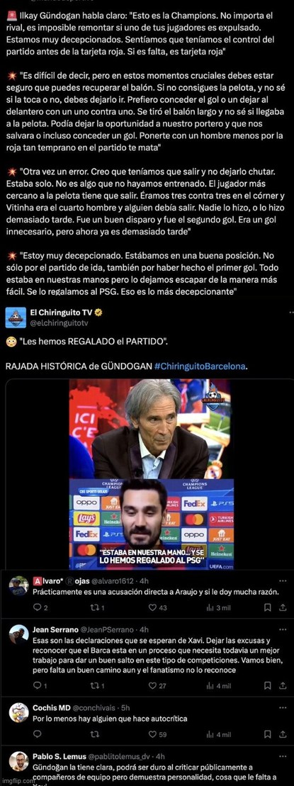 Meme resumen de Gundogan rajando del PSG VS Barcelona