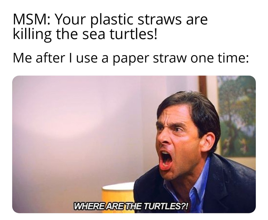 Paper straws contain harmful chemicals. Wake up. - meme