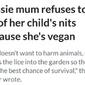 Aussie mum refuses to get rid of her child's nits because she's vegan