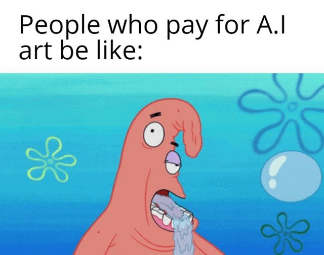 People paying for AI art like it’s fine dining - meme