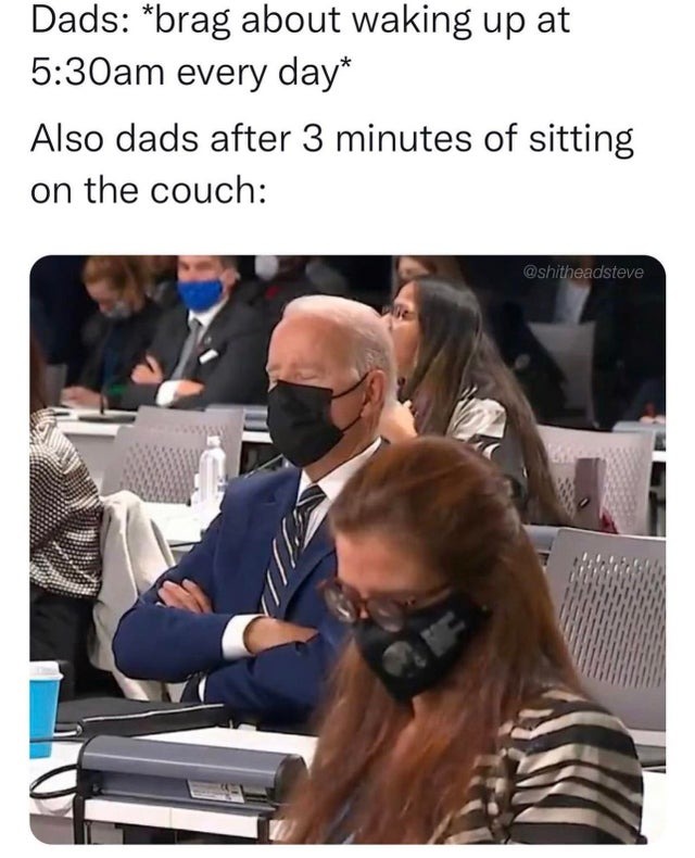 Dads and their incredible ability to sleep everywhere - meme