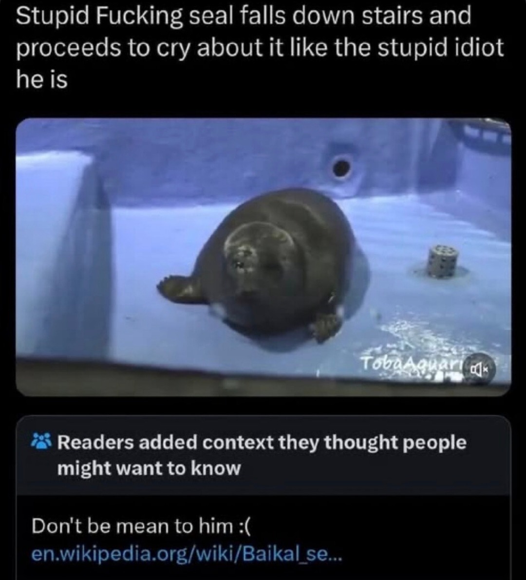 Seal falls down stairs, cries like a drama queen - meme