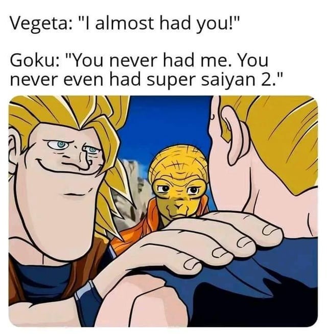 Goku vs Vegeta during the Buu saga - meme