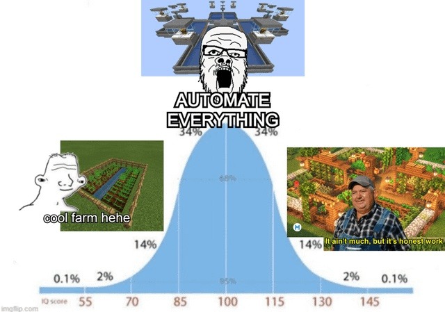Automate everything. Cool farm. No thoughts. - meme