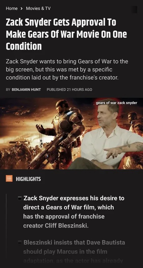 Gears of war by Zack Snyder - meme
