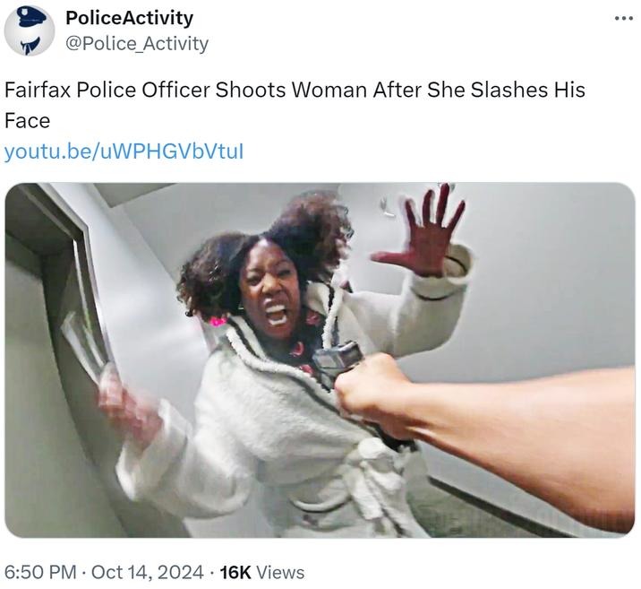 Woman attacking police with a knife meme