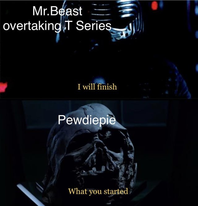 Mr Beast overtaking T series - meme