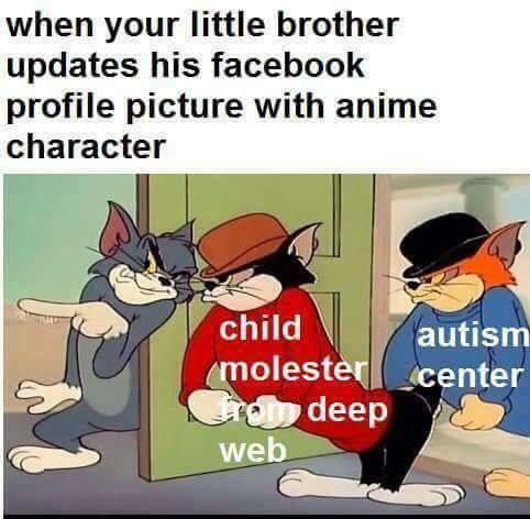 Quando seu irmãozinho jsa foto de perfil de animes no facebook - meme