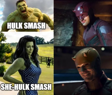 She hulk se trabajó al diablo de Daredevil - meme