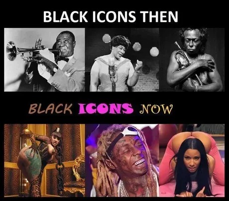Black icons then vs now - meme