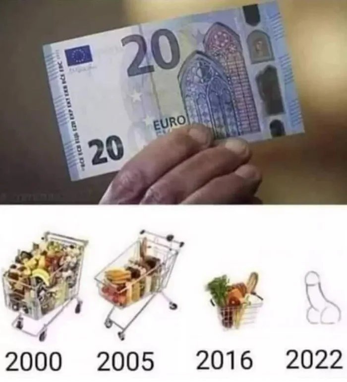 The evolution of 20 euros - meme