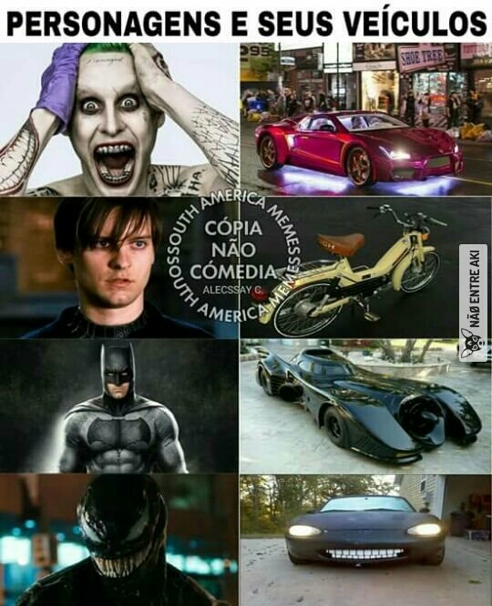 Carros de cada personagem - meme
