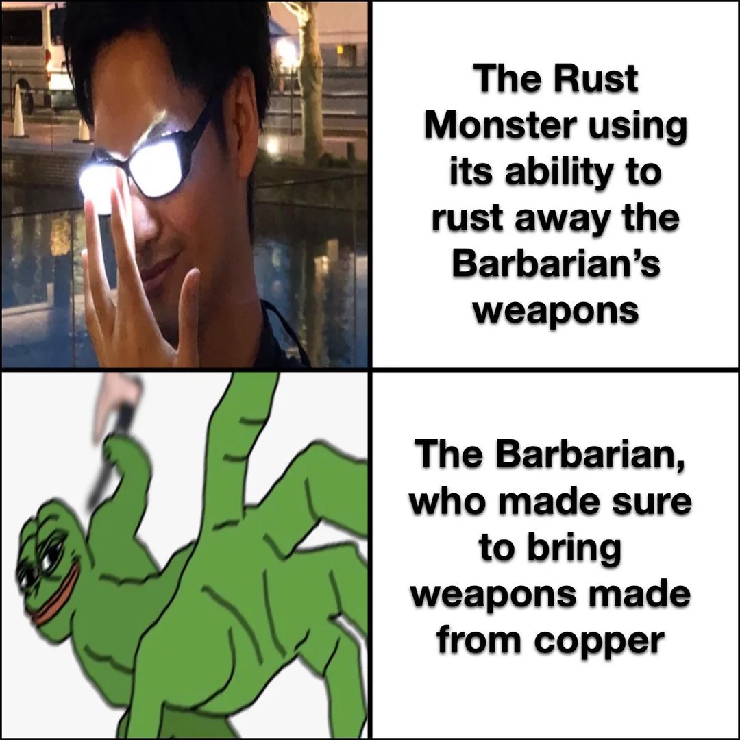 The RUST Monster vs The Barbarian - meme