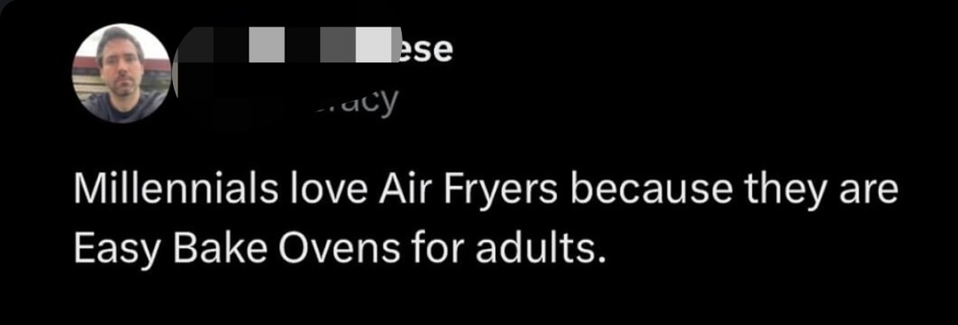 Air Fryers are just EZ Bake Ovens for people with bills - meme