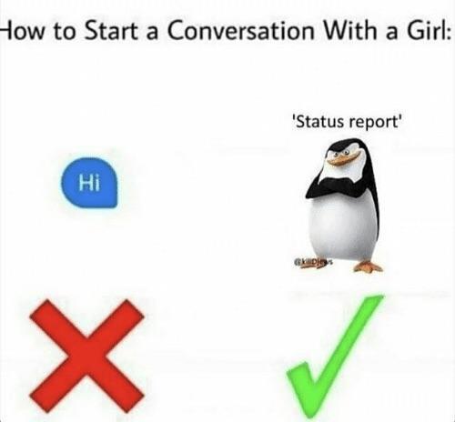 How to start a conversation with a girl - meme