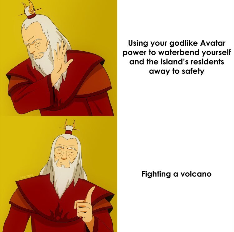 Fighting a volcano - meme