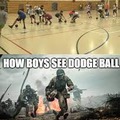 When its boys vs girls in dodge ball