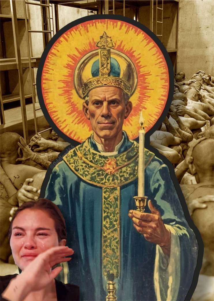 revered patron of cholos and gangbangers, blessing baggy pants and face tattoos with divine flex. - meme