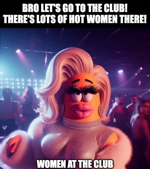 Cursed women at the club - meme