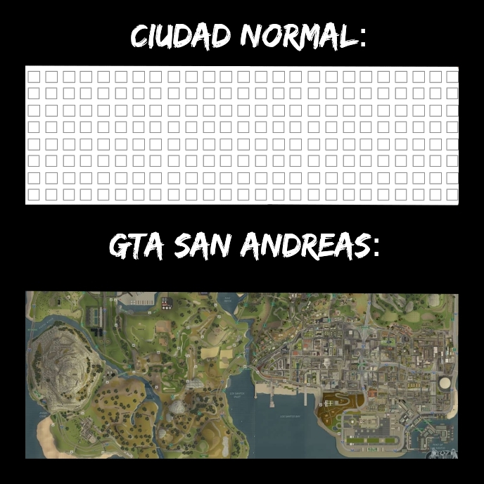 Ciudad normal vs GTA San Andreas - meme