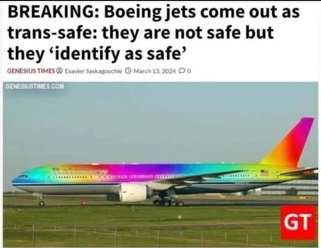 Boeing jets come out as trans-safe - meme