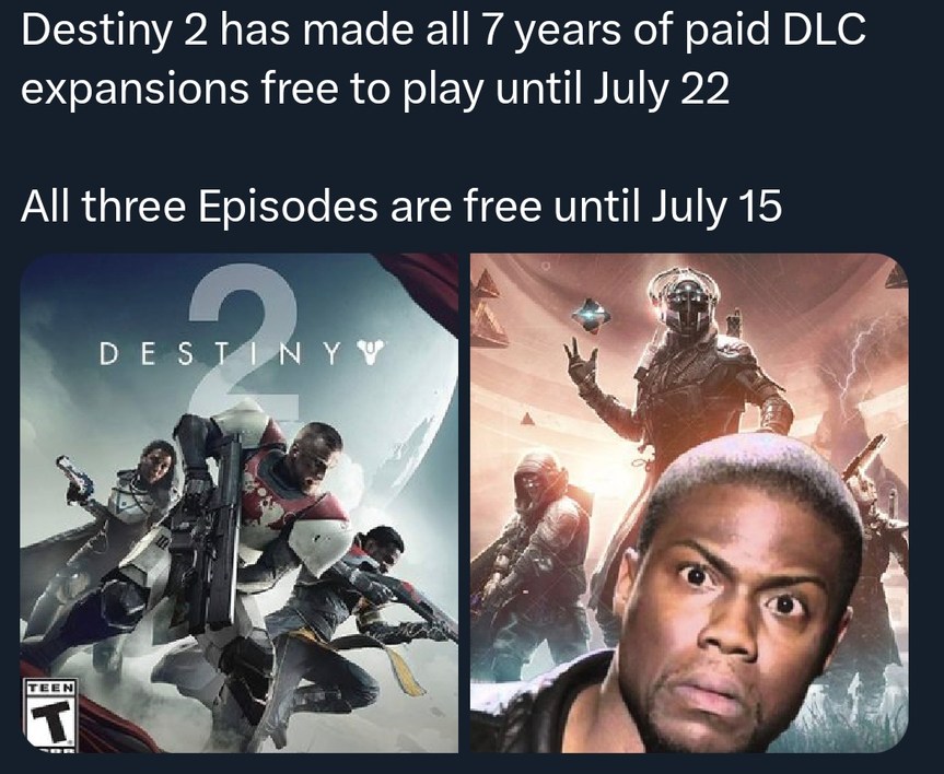 Destiny 2 made all DLCs free for a limited time - meme