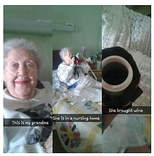 Granny smashing the vino - meme