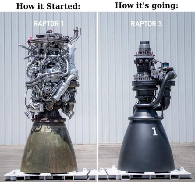Spacex raptor engine evolution - meme