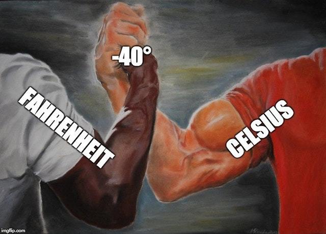 Fahrenheit vs Celsius - meme