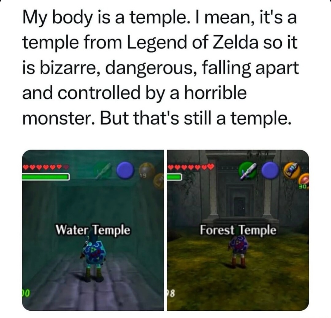 My body is a Legend of Zelda dungeon and the boss lives in my knees - meme
