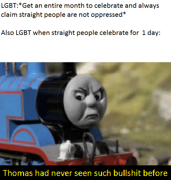 LGBT keep trying to protest straight pride and try to take down the parade but still claim straight people are not oppressed - meme