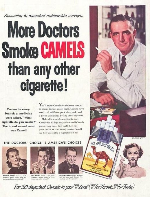 remember that once upon a time, the "experts" encouraged smoking cigarettes - meme