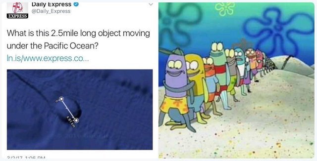 What is this 2.5mile long object moving under the Pacific Ocean? - meme