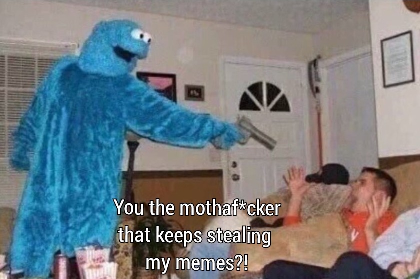 Cookie Monster is not amused - meme