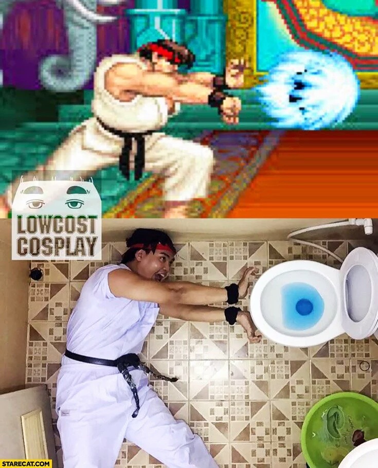 Cosplay nivel hadouken de lavabo - meme