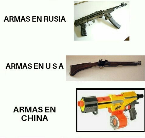 Armas de cada país que se nos bien en las mente - meme